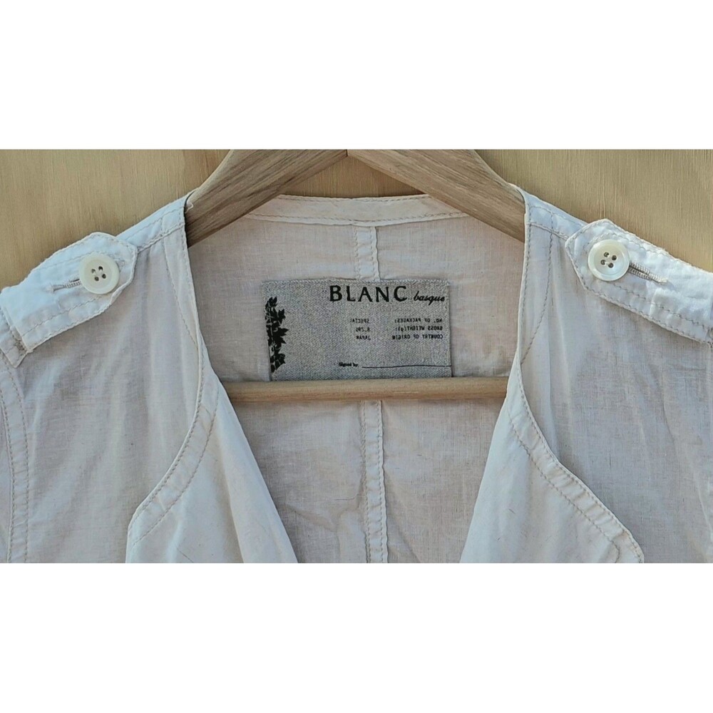 Blanc Basque Japanese Duster Jacket White Sheer Linen Cotton Made In Japan S - Picture 4 of 11